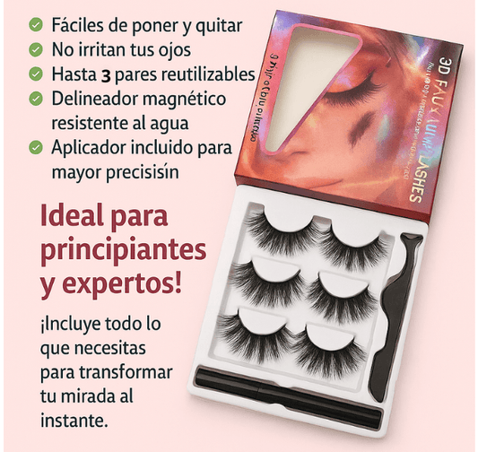 Eleva tu belleza , Sin Complicaciones, Sin Espejuelos - Kit de Pestañas Magneticas